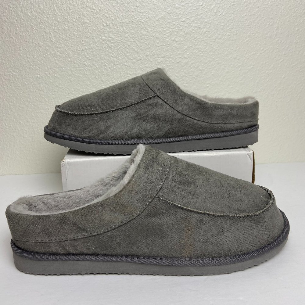 NEW St. John's Bay Mens Clog Slippers  Faux Fur Gray Size 13 - 14
